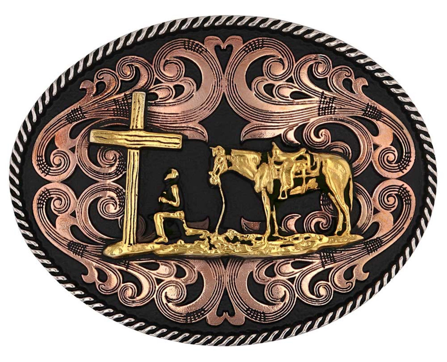 A1005 | ATTITUDE TRI-TONE CHRISTIAN COWBOY BUCKLE