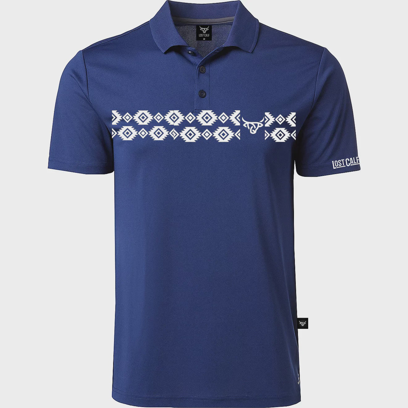 LOST CALF MEN’S NAVY AZTEC POLO