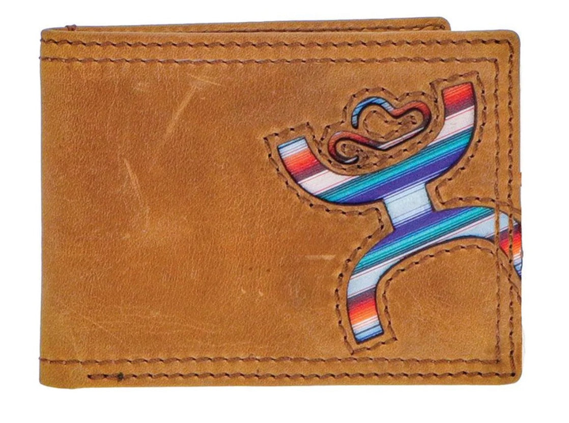 HBF013-TNSP | HOOEY ORIGINAL LASER CUT HANDS-UP BI-FOLD WALLET-SUNSET SERAPE INLAY