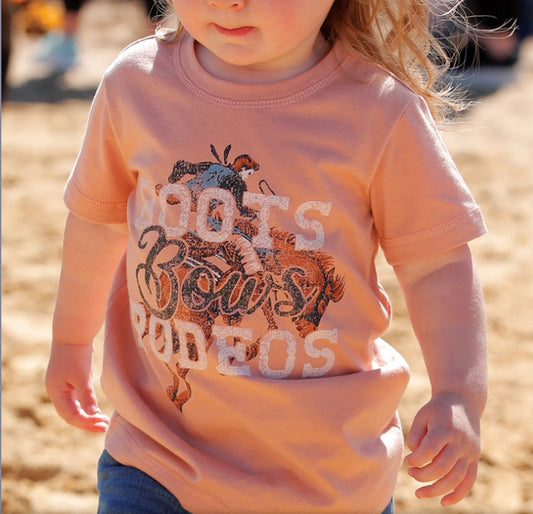 CTK6851035/ GIRL’S PINK “BOOTS BOWS RODEO” S/S T-SHIRT