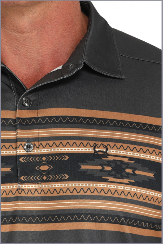 MTK1863041 / MEN’S GREY/GOLD AZTEC ARENAFLEX POLO