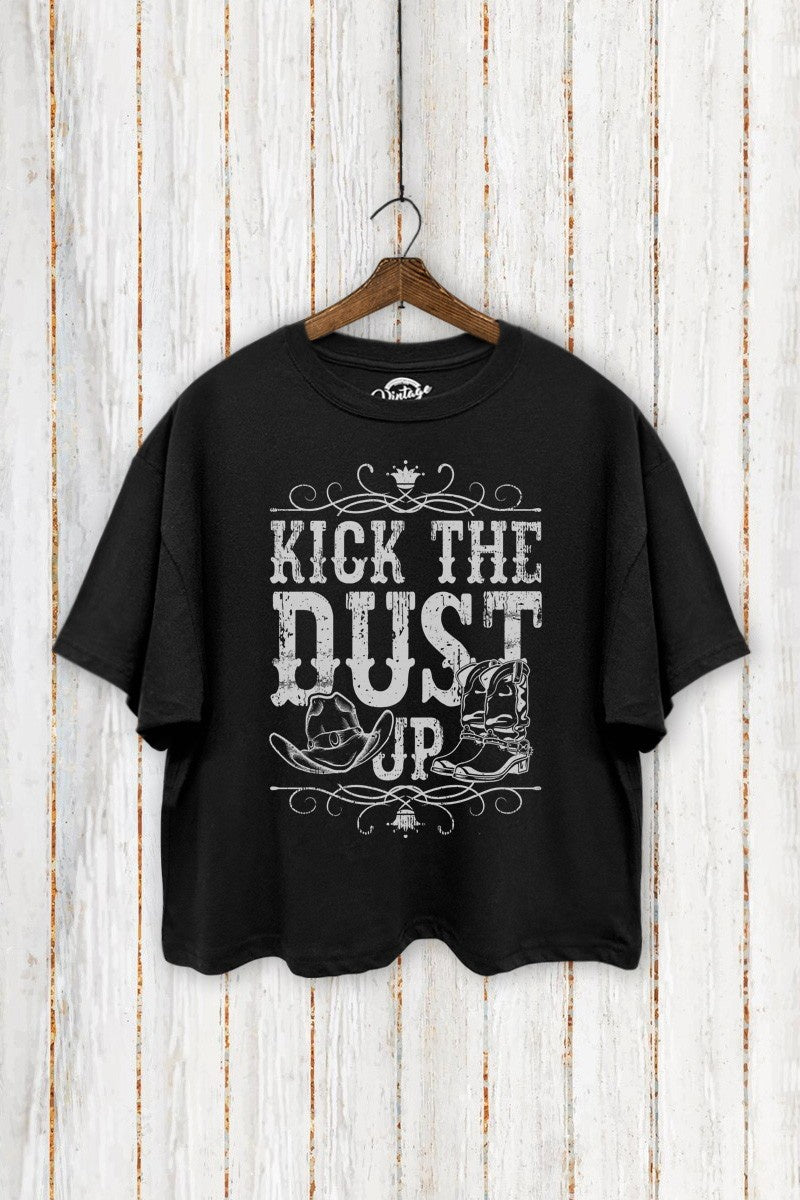TC550-Y4557 | WOMENS BLACK KICK THE DUST UP CROP TEE