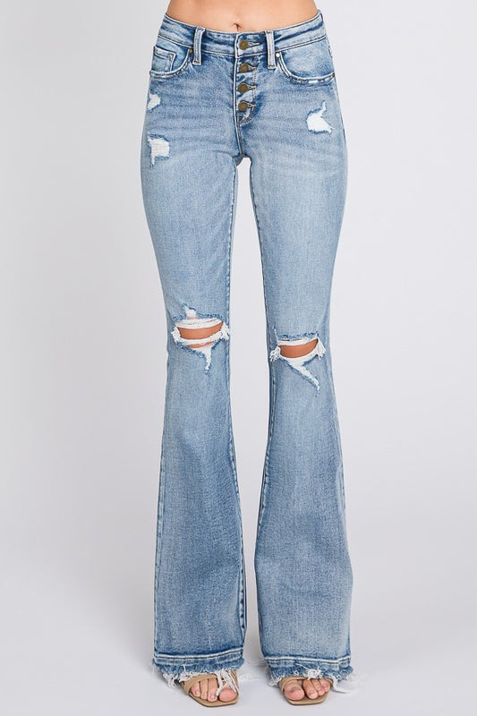 P586MF-MD | PETRA153 MID RISE STRETCH FLARE JEAN