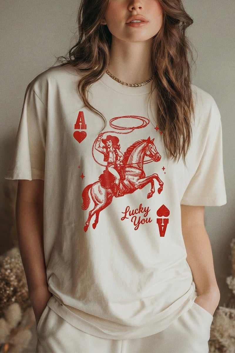 CC8788 | WOMENS LUCKY YOU ACE COWGIRL TEE