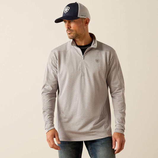 10055066 | ARIAT MEN’S HEX FLEECE 1/2 ZIP BASE LAYER - SILVER SCONCE