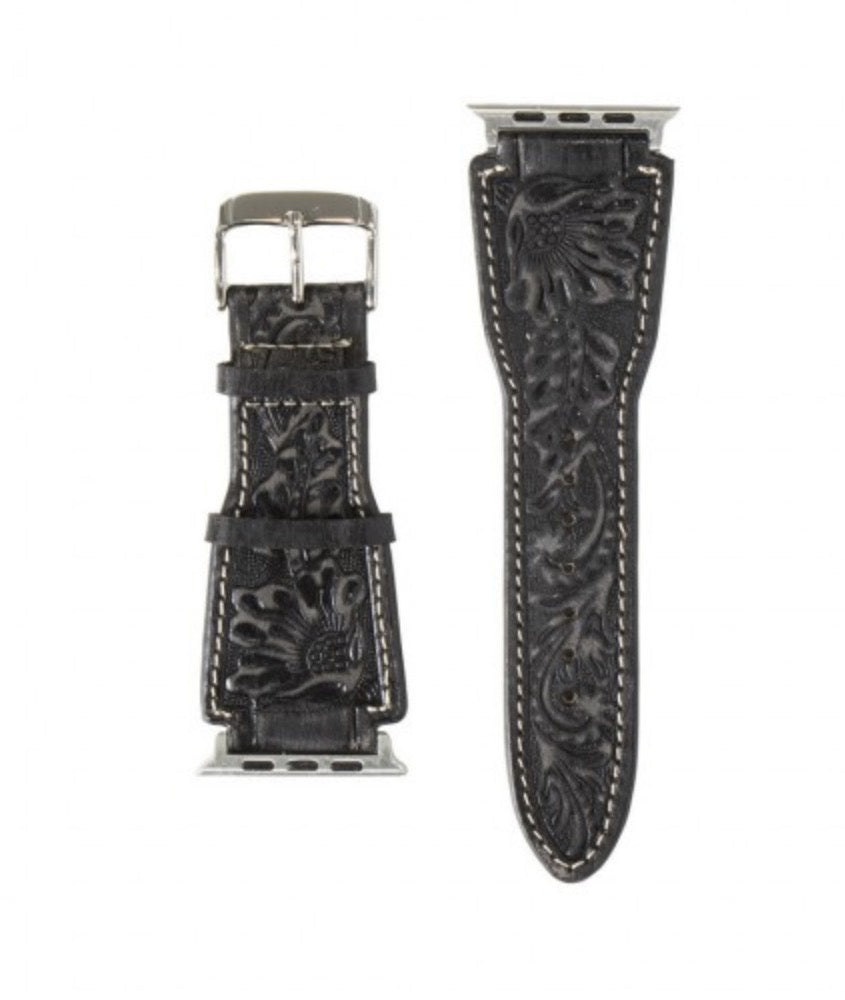N3102101 | NOCONA IWATCH BLACK FLORAL EMBOSSSED BAND