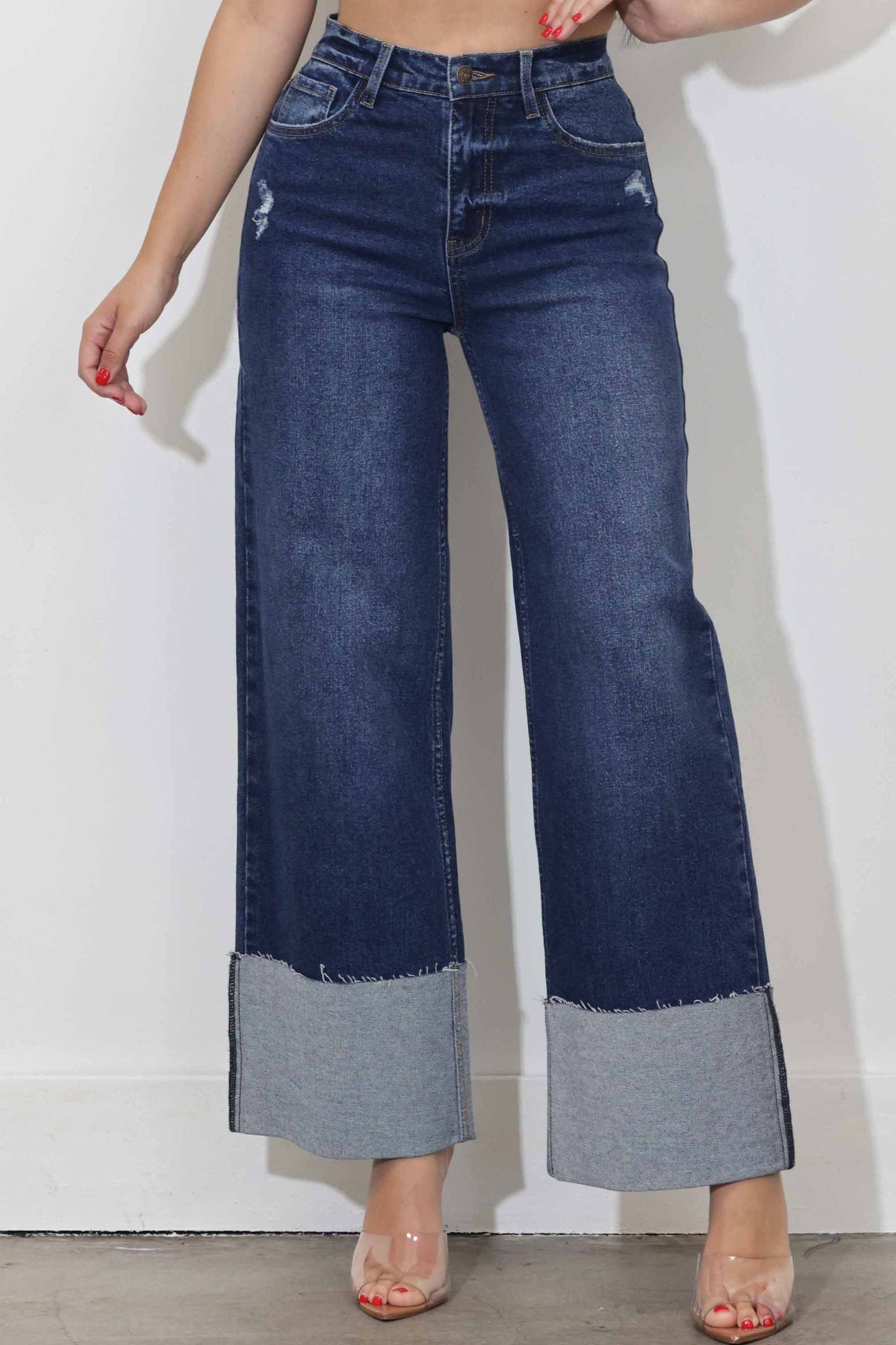 P6180DS | VIBRANT WOMENS WIDE LEG CUFFED JEAN