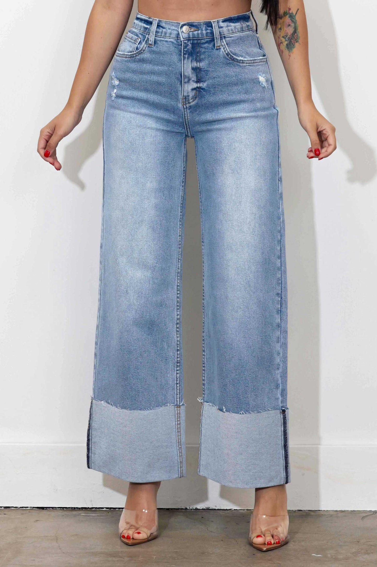 P6180MS | VIBRANT WOMENS WIDE LEG CUFFED JEAN