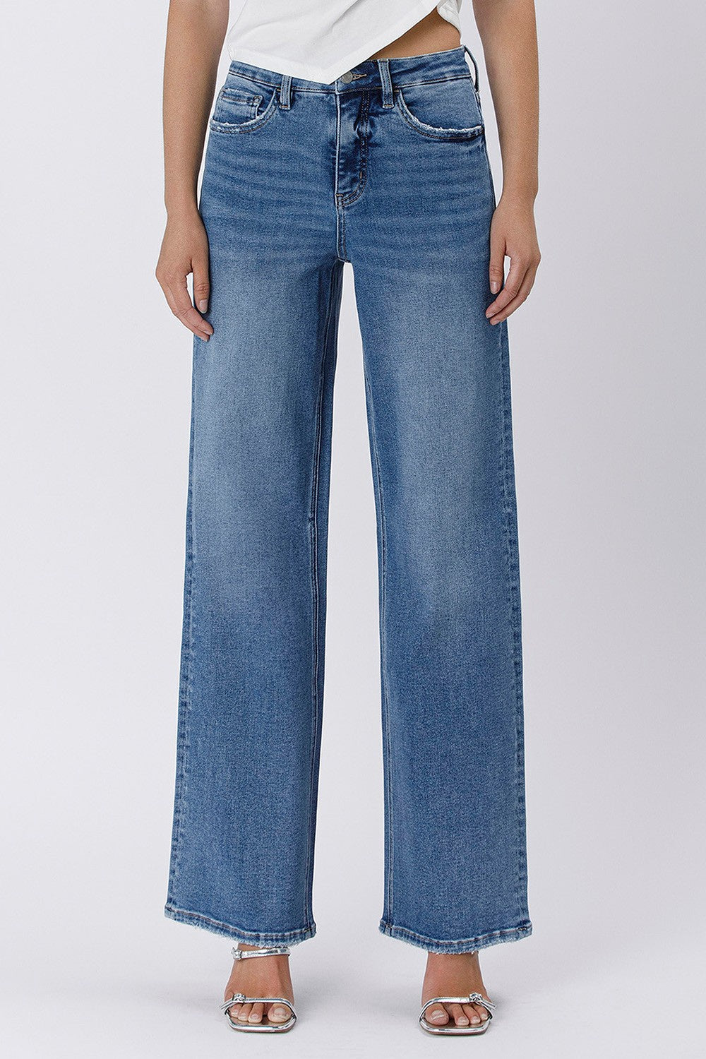 LV1574 | VERVET WOMENS SUPER HIGH RISE BAGGY WIDE JEAN