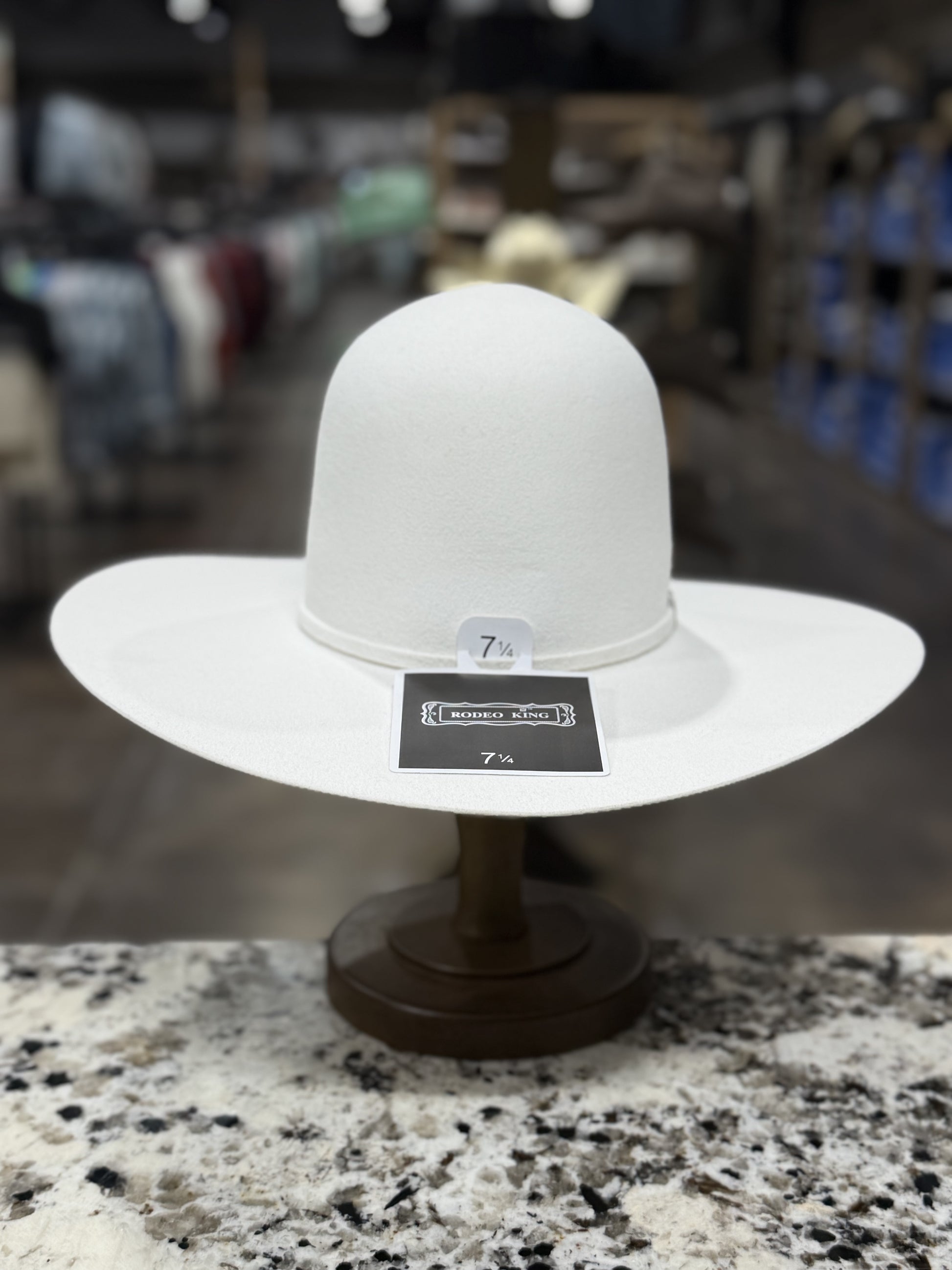 RODEO KING FELT 7X WHITE OPEN CROWN BRIM 4-1/2” BRIM
