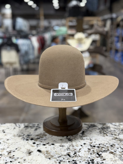 RODEO KING FELT 7X TAN BELLY OPEN CROWN 4 7/8 INCH BRIM