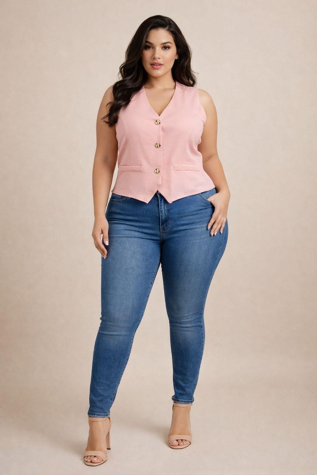 8277 | WOMEN’S PLUS SIZE OPEN BACK LACE-UP VEST TOP