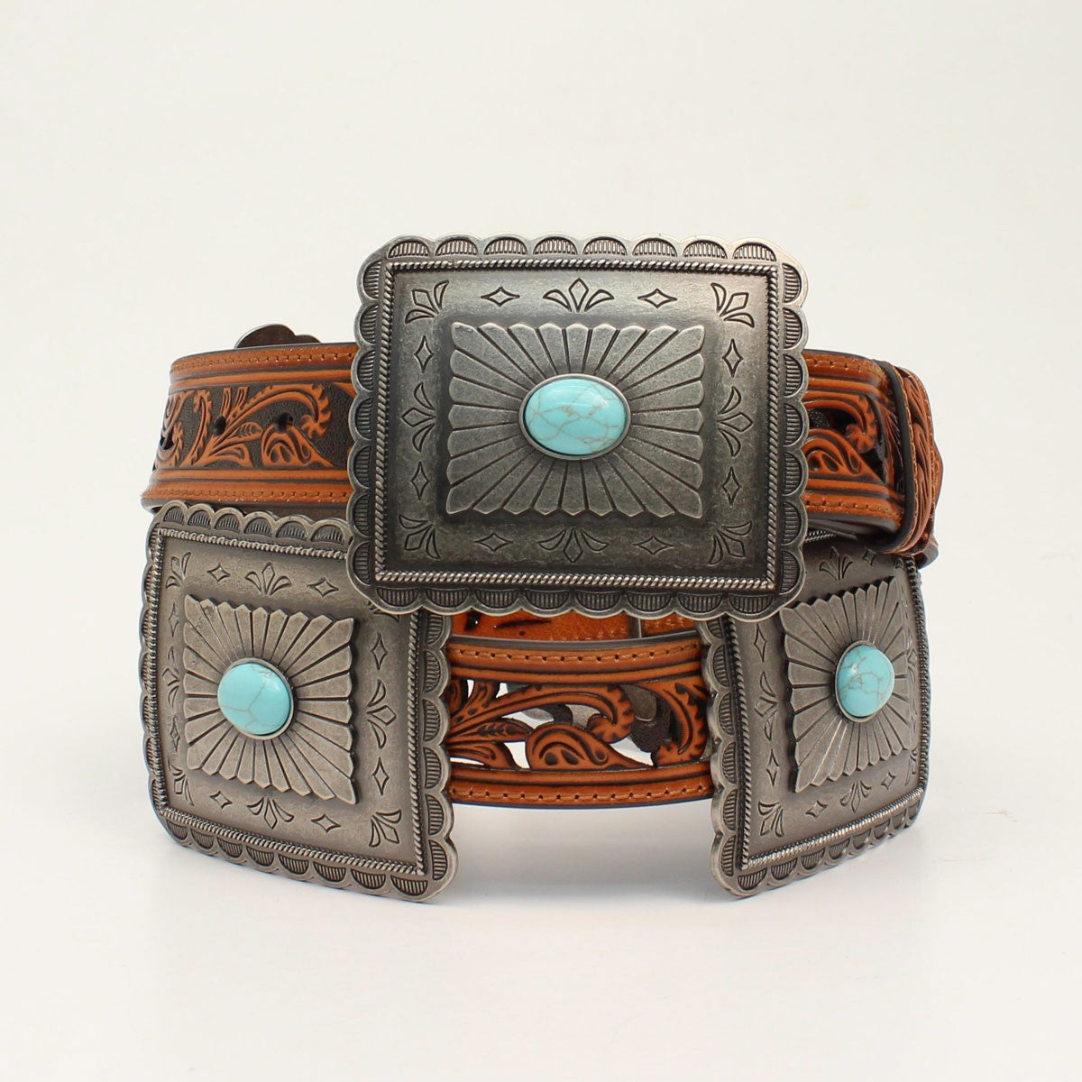 A1532108 | ARIAT WOMEN'S TOOLED TURQUOISE OVAL BELT