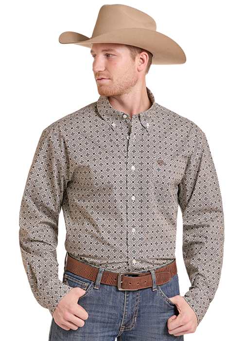 BMB2S09431 | ROCK & ROLL MENS MEDALLION L/S BUTTON UP