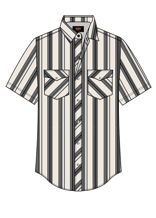 BMN3S09650 | ROCK & ROLL MENS NATURAL STRIPE S/S PEARL SNAP
