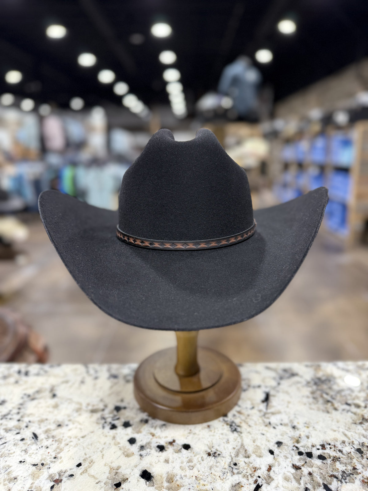 STETSON FELT 5X BLACK MEDALIST PRE-SHAPE 4 1/4 INCH BRIM