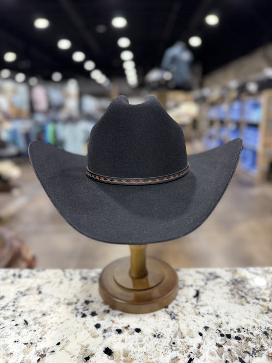 STETSON FELT 5X BLACK MEDALIST PRE-SHAPE 4 1/4 INCH BRIM