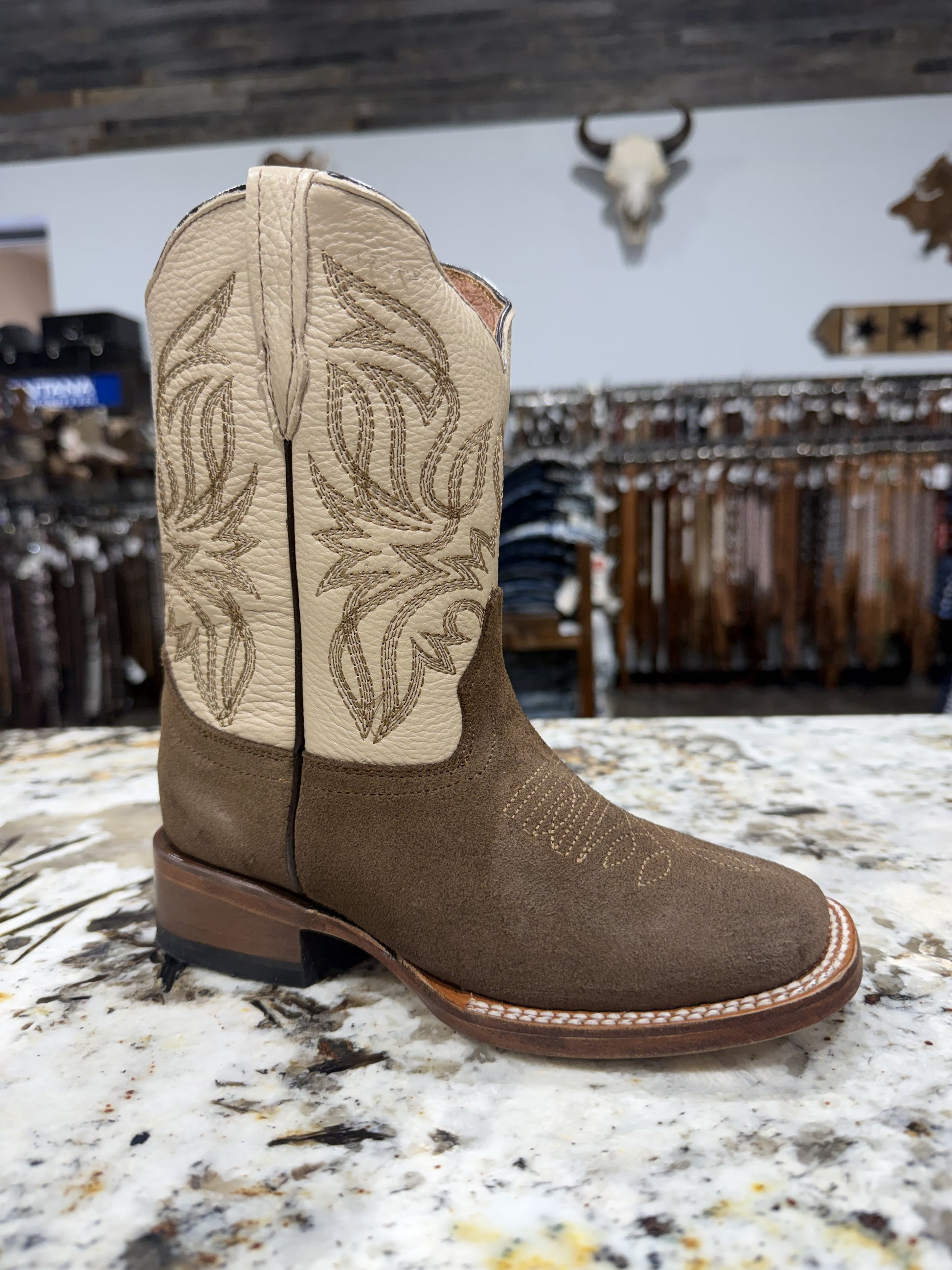TMK205471 | TANNERMARK ZANE KIDS TAUPE SUEDE ORIX PEBBLE TOP BOOT