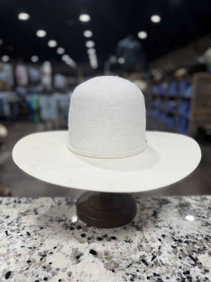 RODEO KING FELT 10X GRIZZLY WHITE OPEN CROWN 4 1/2 INCH BRIM