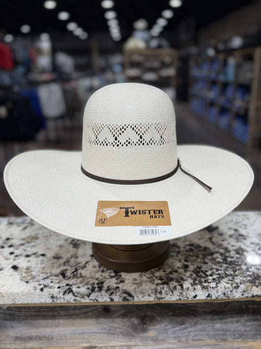 T7374V | TWISTER STRAW 30X SHANTUNG OPEN CROWN 5 INCH BRIM