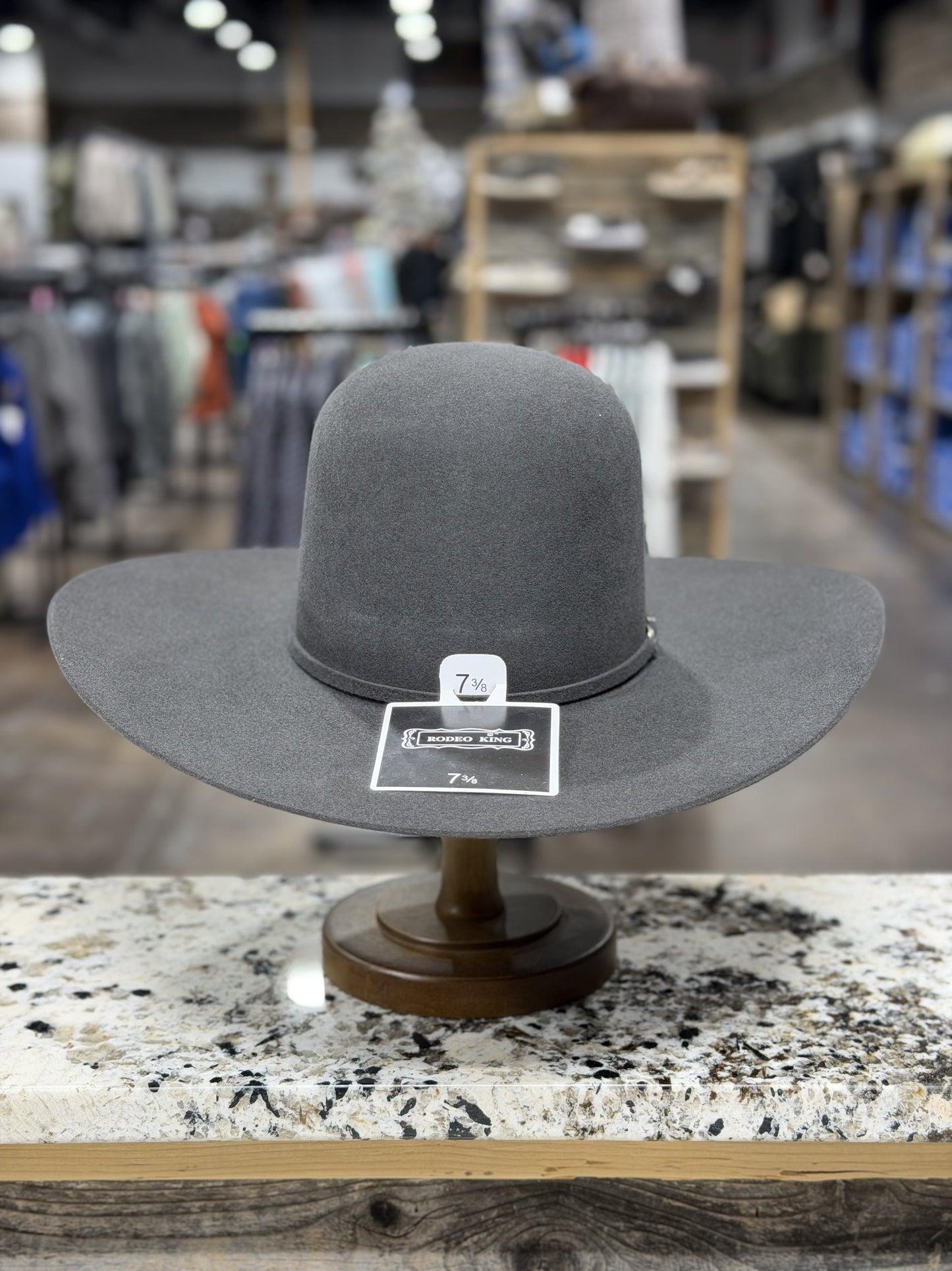 RODEO KING FELT 7X CHARCOAL OPEN CROWN