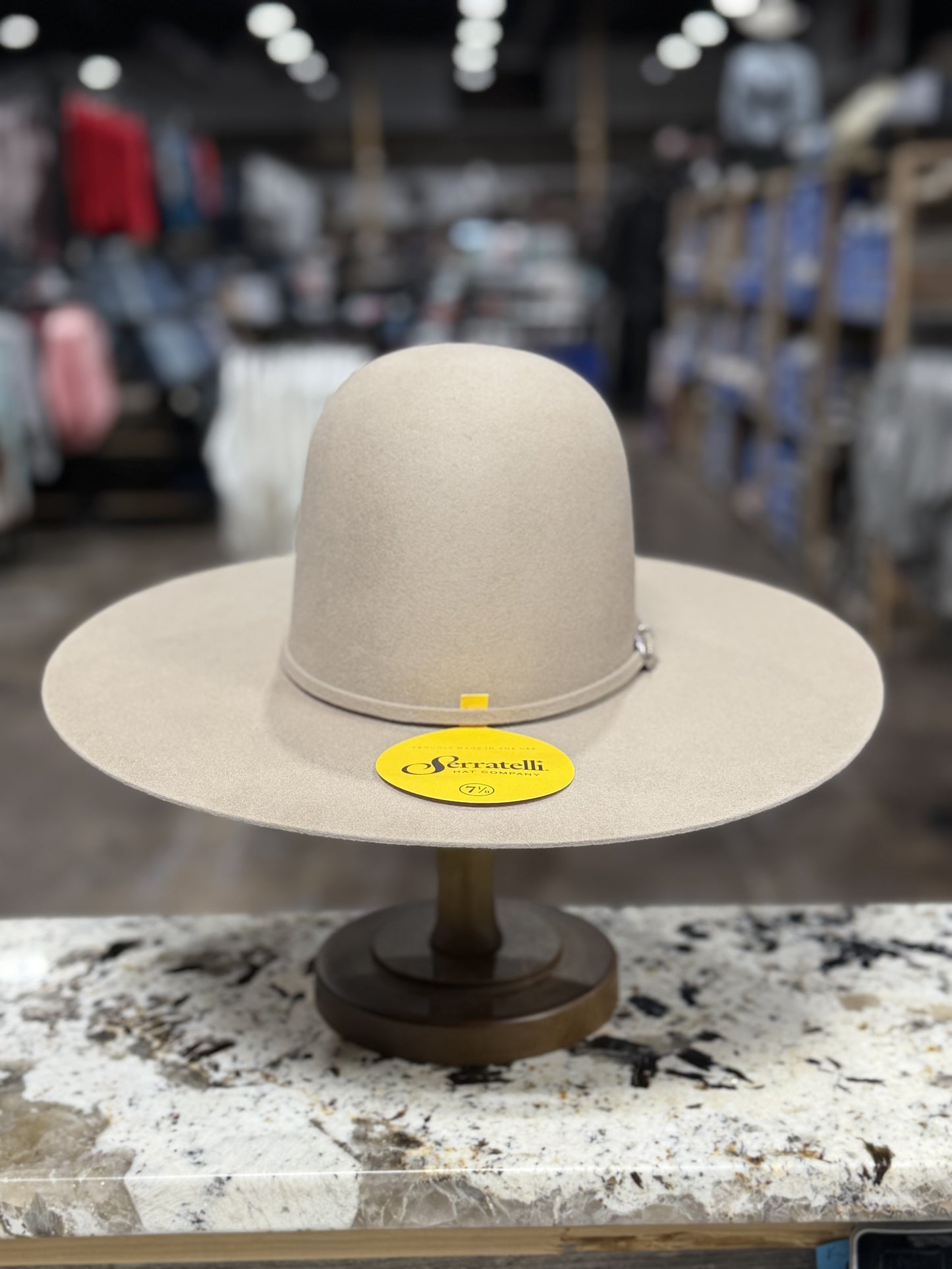 SERRATELLI PURE WOOL DARK BELLY OPEN CROWN 4 1/2 INCH BRIM