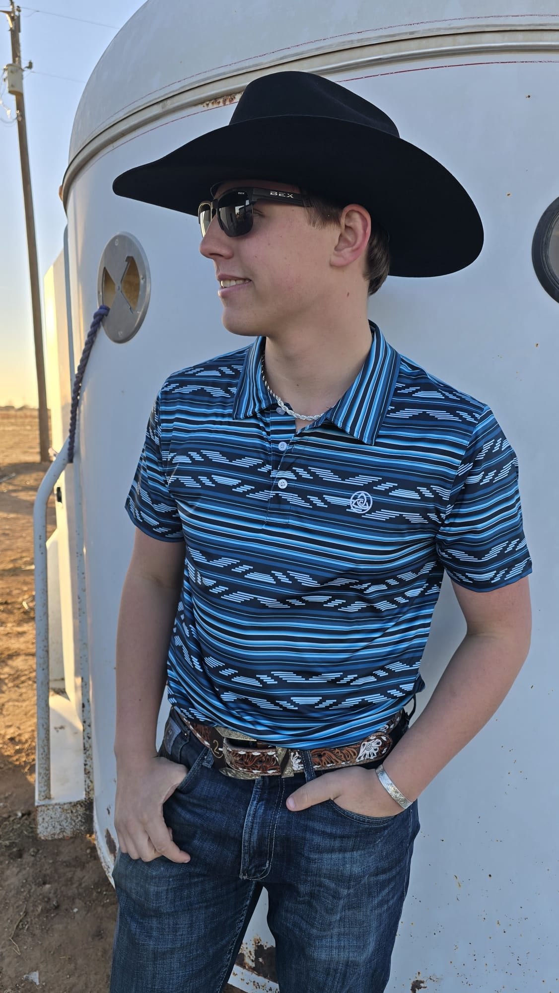 SKCL2026P33 | CUEROLINE DEEP BLUE STRIPED POLO