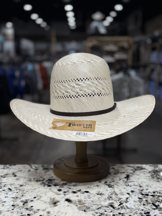 T73287 | TWISTER 30X STRAW HAT CHOC  4 1/4 " BRIM OPEN CROWN