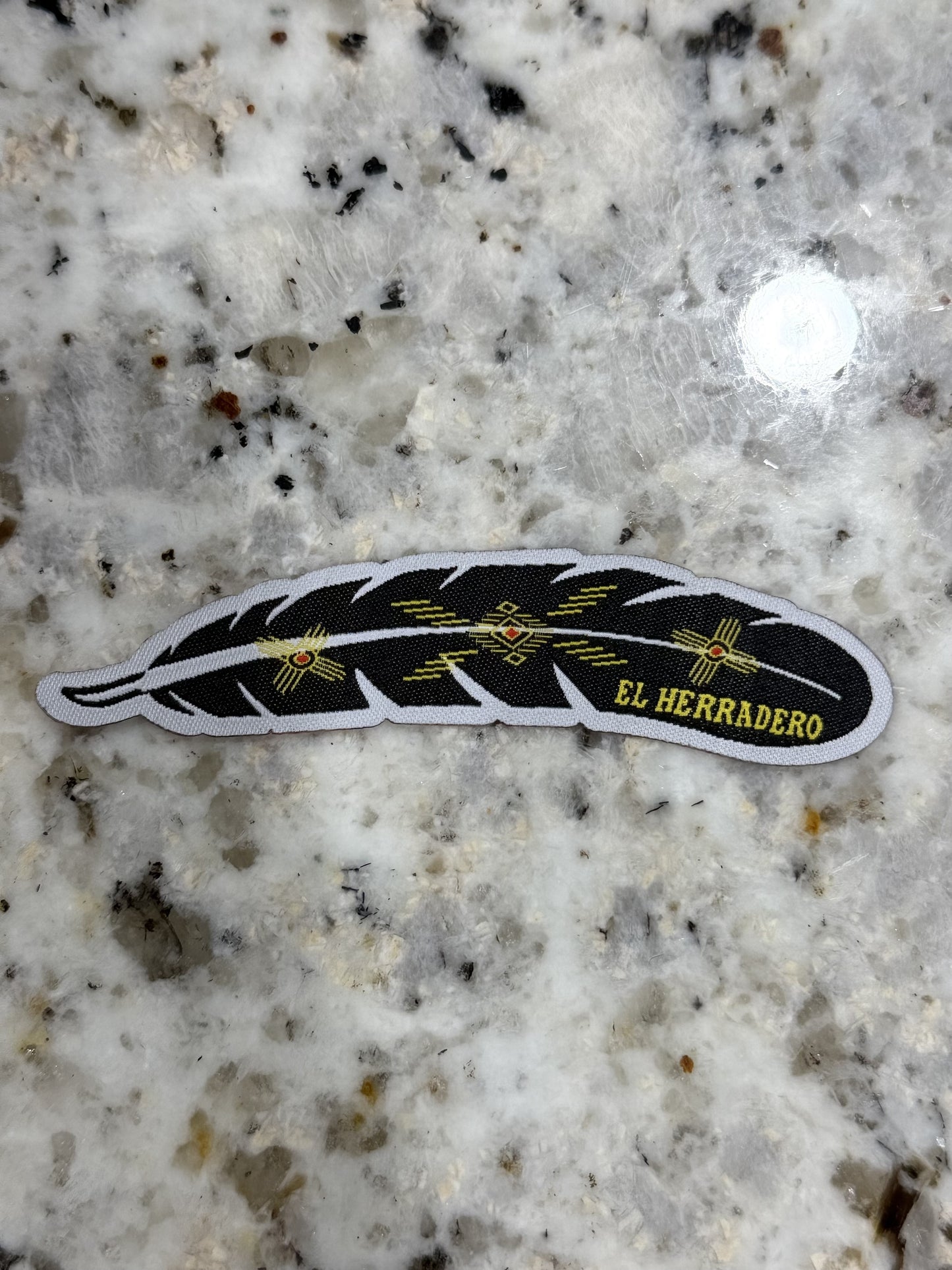 EL HERRADERO FEATHER PATCH BLACK/YELLOW NEW MEXICO