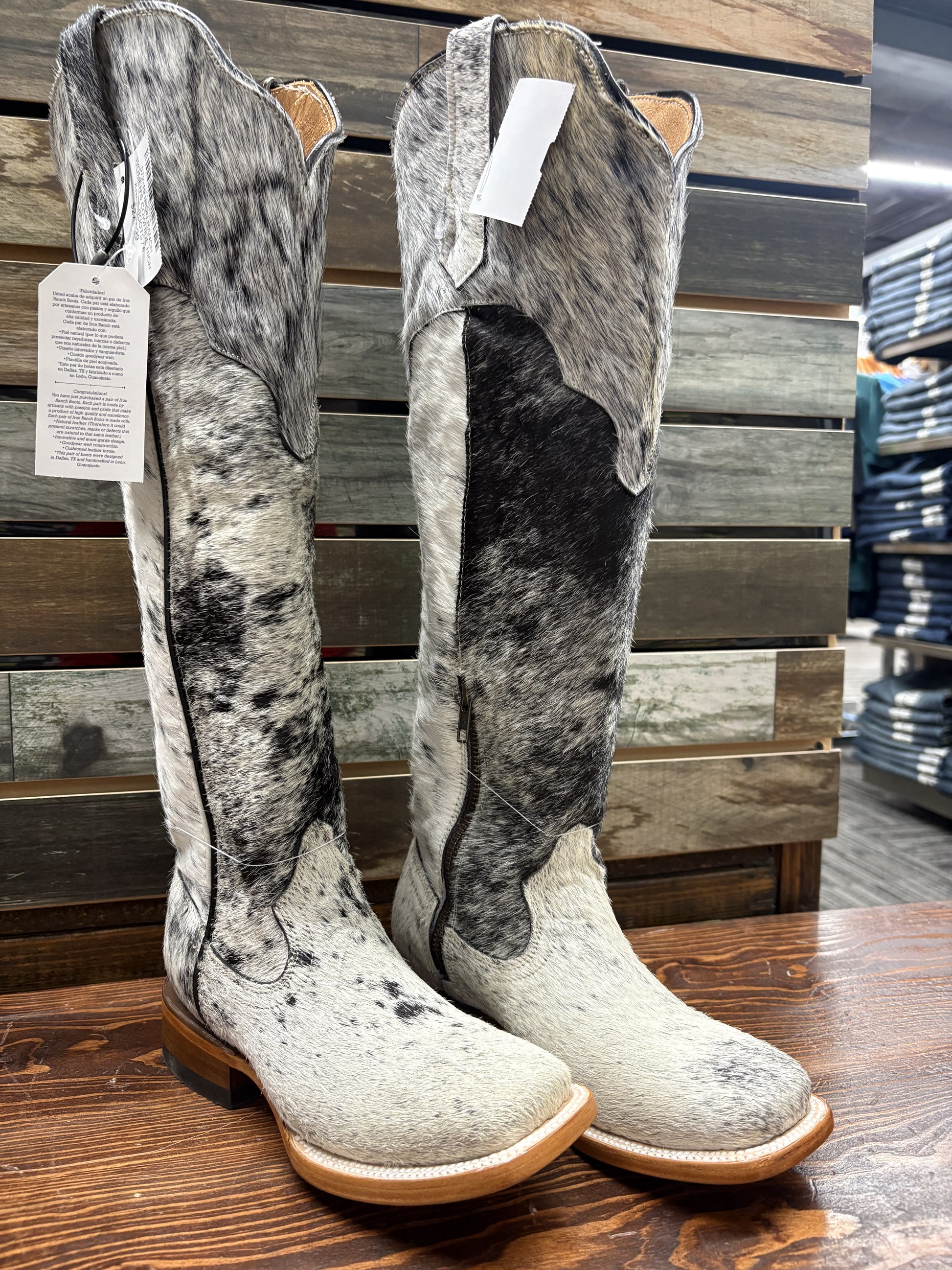 072-19  IRON RANCH WOMEN'S COWHIDE HIGH KNEE BOOTS