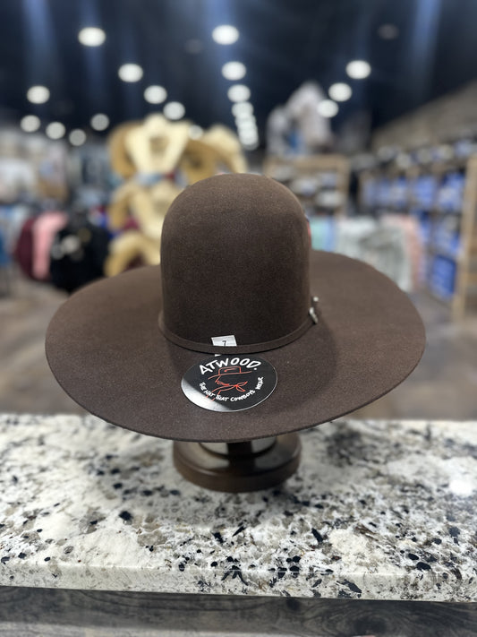 ATWOOD 7X FELT - CHOCOLATE- OPEN CROWN 5" BRIM