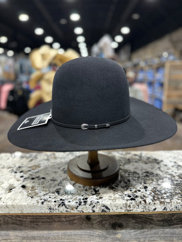RODEO KING FELT 7X BLACK OPEN CROWN 4-1/2 BRIM