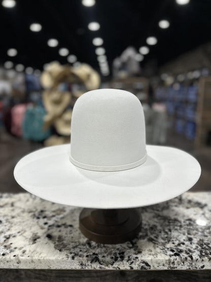 RESISTOL FELT 100X WHITE OPEN CROWN 4 1/4 INCH BRIM