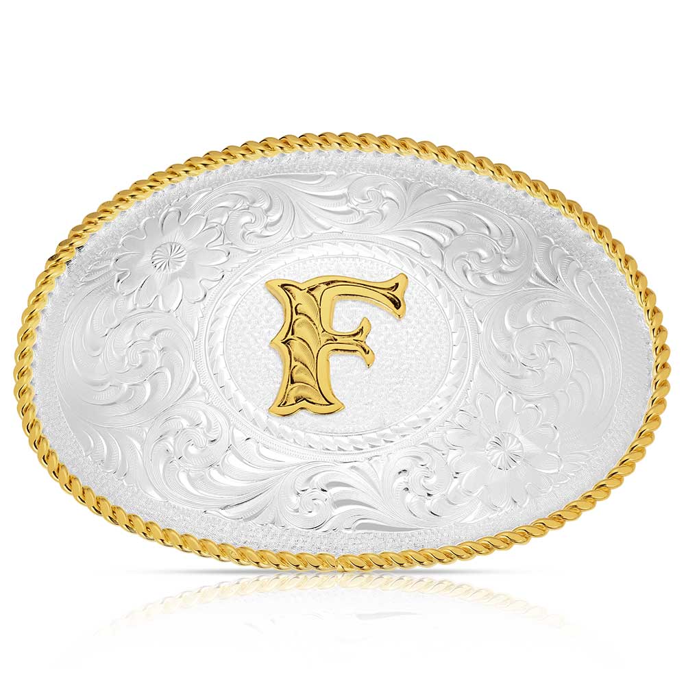 MONTANA SILVERSMITH INITIAL SILVER ENGRAVED BELT BUCKLE