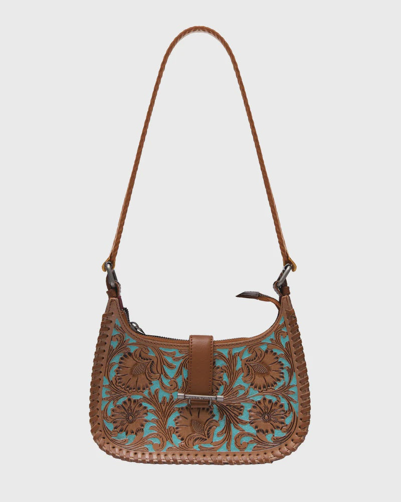 LOYAL WEST DANNIA MEDIUM TOOLED PURSE- WHISKEY & WATER