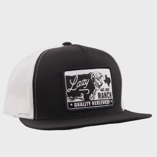 LAZY J RANCH BLACK & WHITE LEGADO CLASSIC FIVE PANEL TRUCKER HAT
