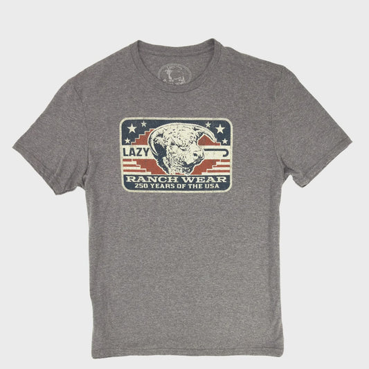 LAZY J RANCH FREEDOM T-SHIRT - GREY