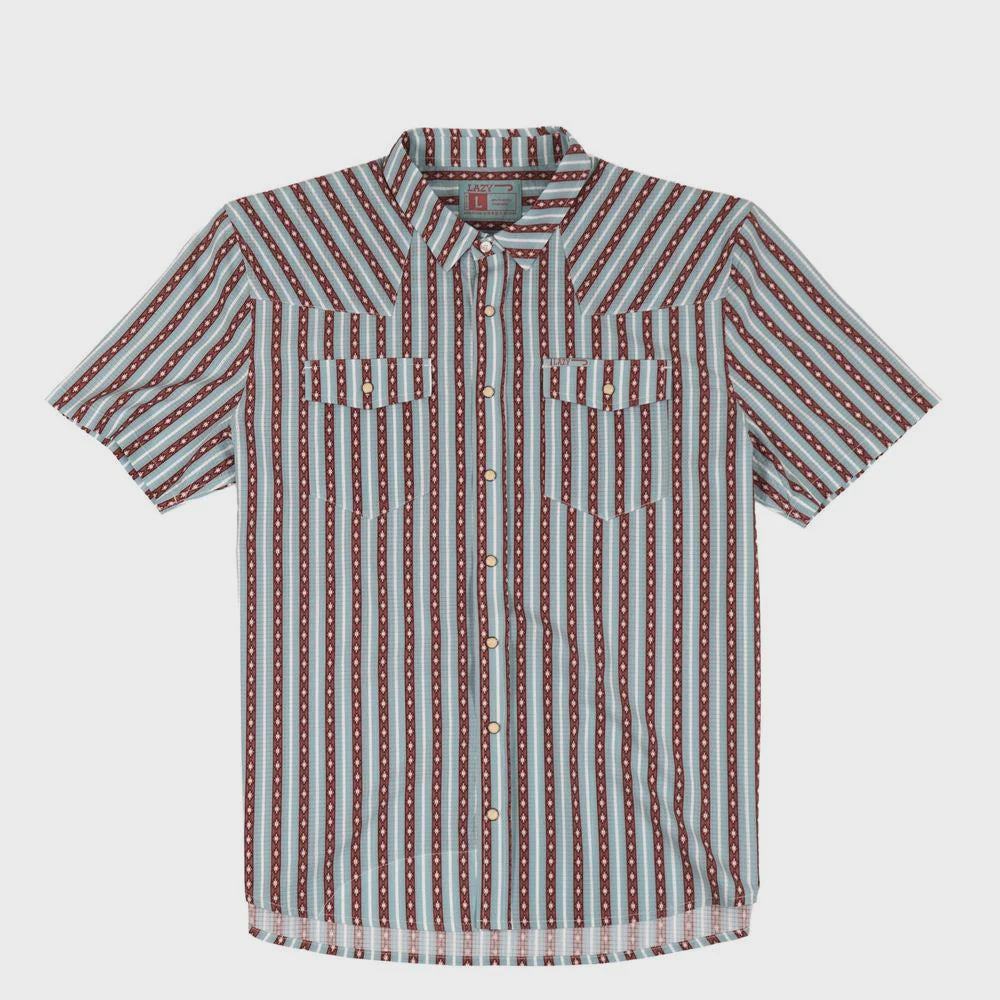 LAZY J TEAL MESA STRIPES MEN'S AIRFLOW PEARL SNAP S/S