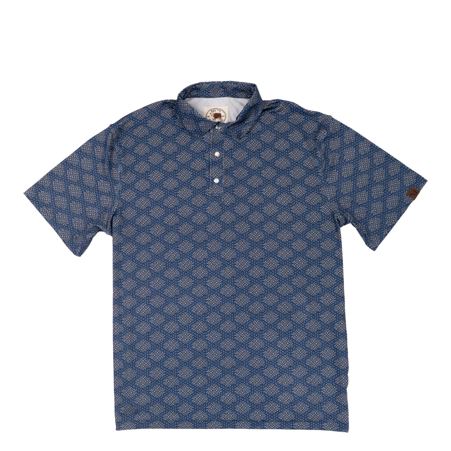 LAZY J RANCH NAVY GEO PRINT PERFORMANCE POLO