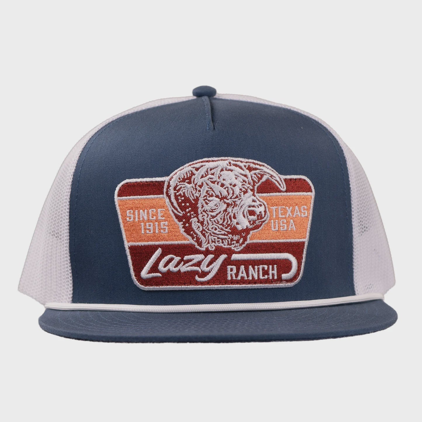 LAZY J RANCH ROYAL BLUE & WHITE RUST CLASSIC ROPE TRUCKER HAT