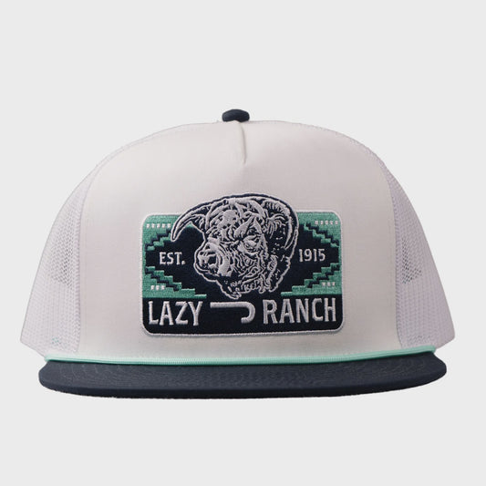 LAZY J RANCH WHITE & NAVY PRESIDIO CLASSIC ROPE TRUCKER HAT