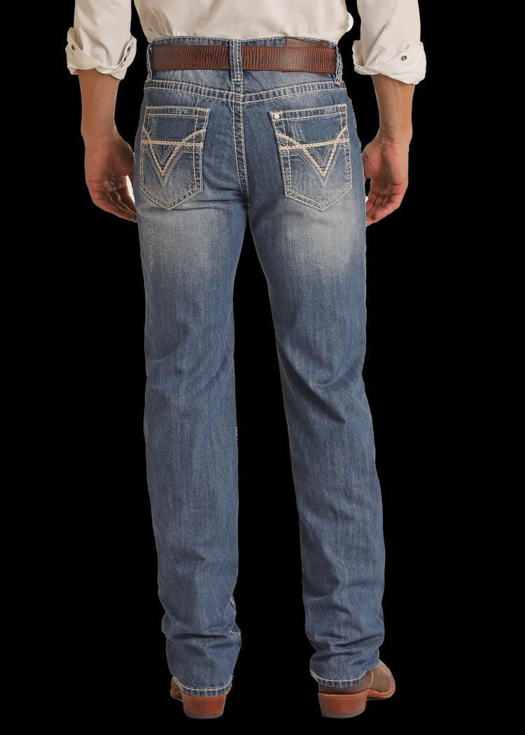M0S1612 | ROCK&ROLL MEN'S DOUBLE BARREL RELAXED STRAIGHT LEG JEAN - LIGHT WASH