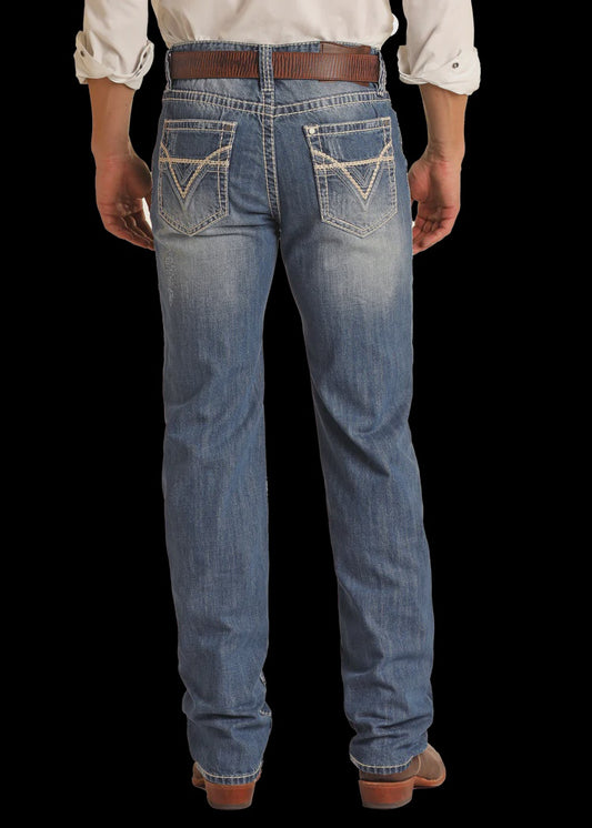 M0S1612 | ROCK&ROLL MEN'S DOUBLE BARREL RELAXED STRAIGHT LEG JEAN - LIGHT WASH