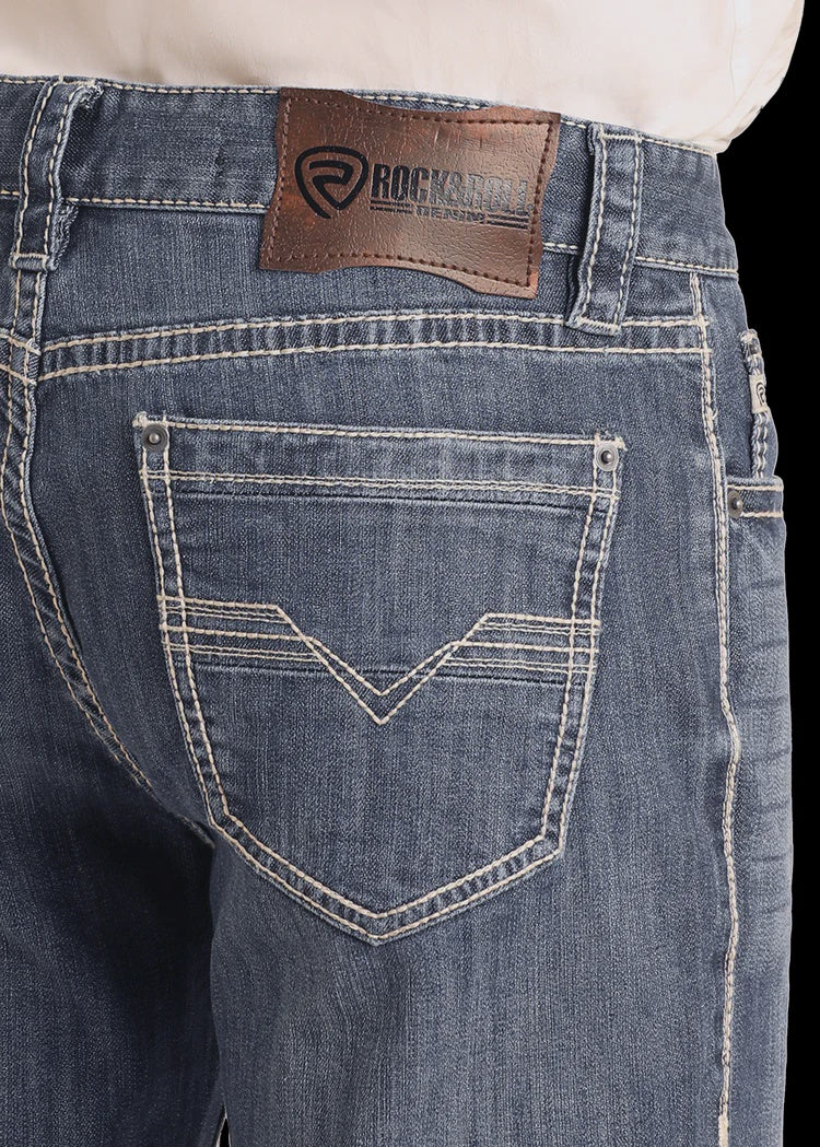 M0S3473 | ROCK&ROLL MEN'S RELAXED DOUBLE BARREL STRAIGHT LEG JEAN - MEDIUM WASH