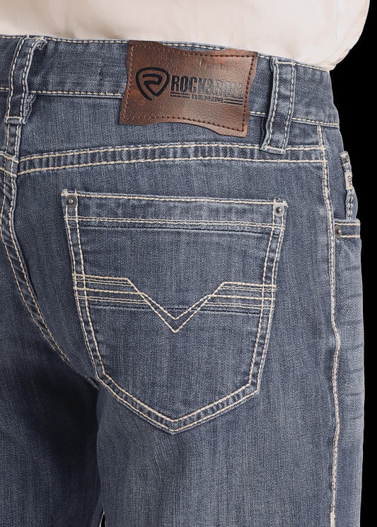 M0S3473 | ROCK&ROLL MEN'S RELAXED DOUBLE BARREL STRAIGHT LEG JEAN - MEDIUM WASH