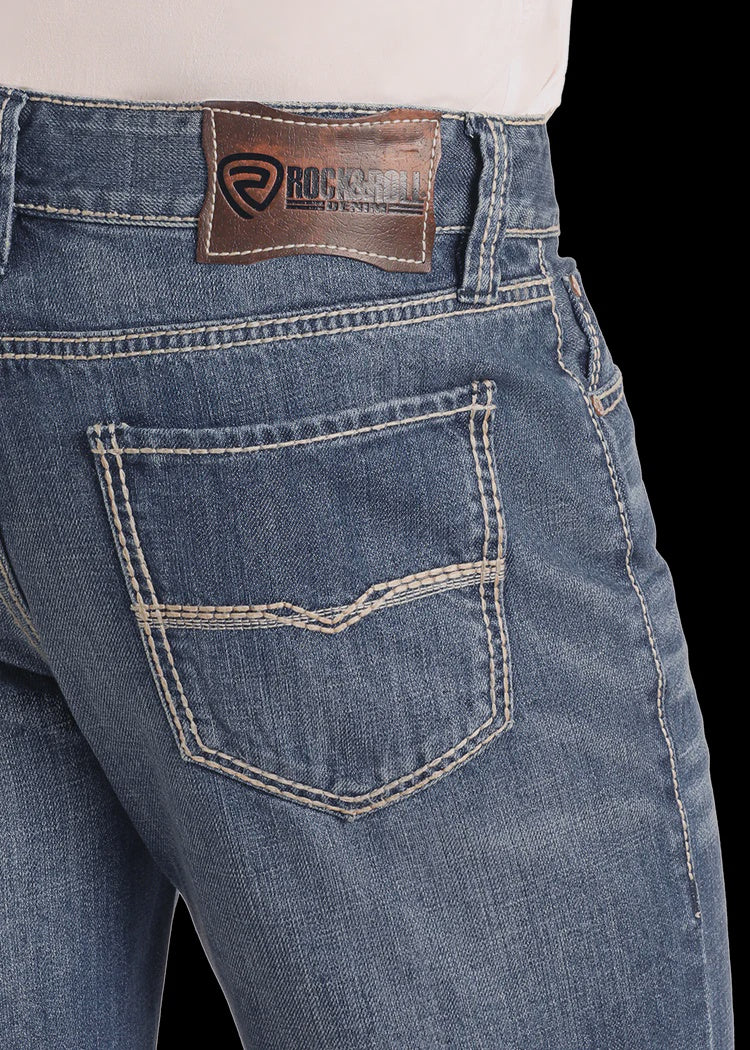 M0S8553 | ROCK&ROLL MEN'S RELAXED DOUBLE BAREL STRAIGHT LEG JEAN - MEDIUM WASH