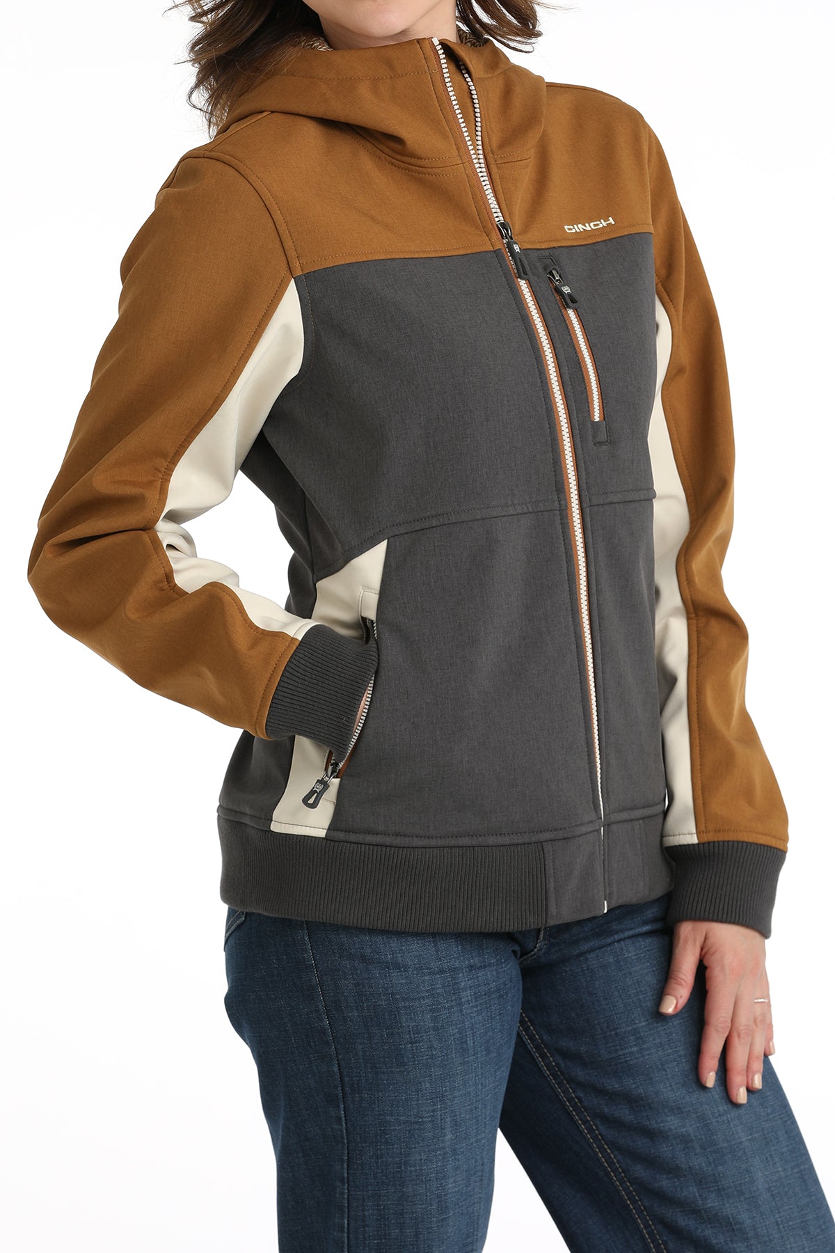 Women's Bonded Hoodie - Gold/Charcoal/Cream