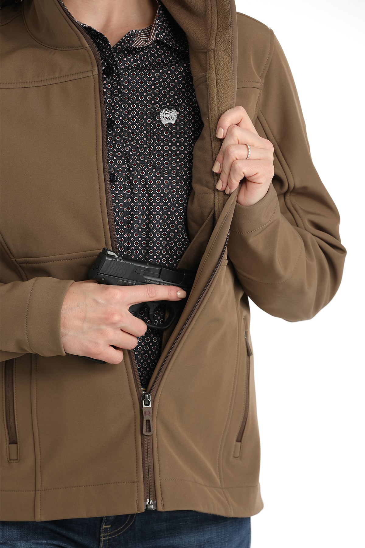 Women's Concealed Carry Bonded Jacket - Brown