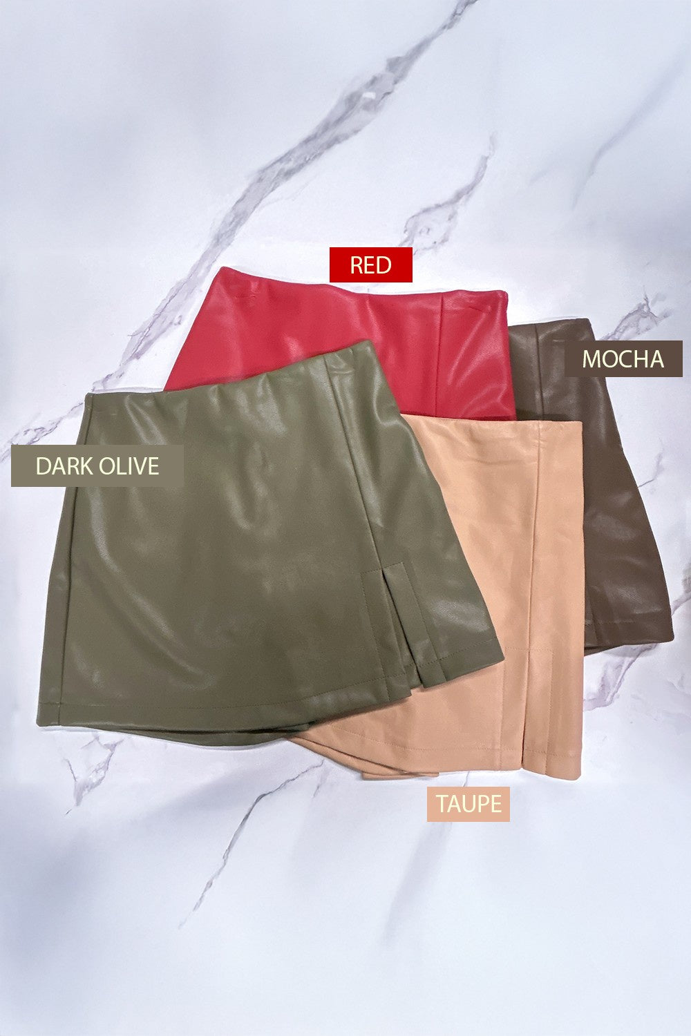 AP6091 |  WOMENS SKORT VEGAN FAUX LEATHER SIDE SLIT