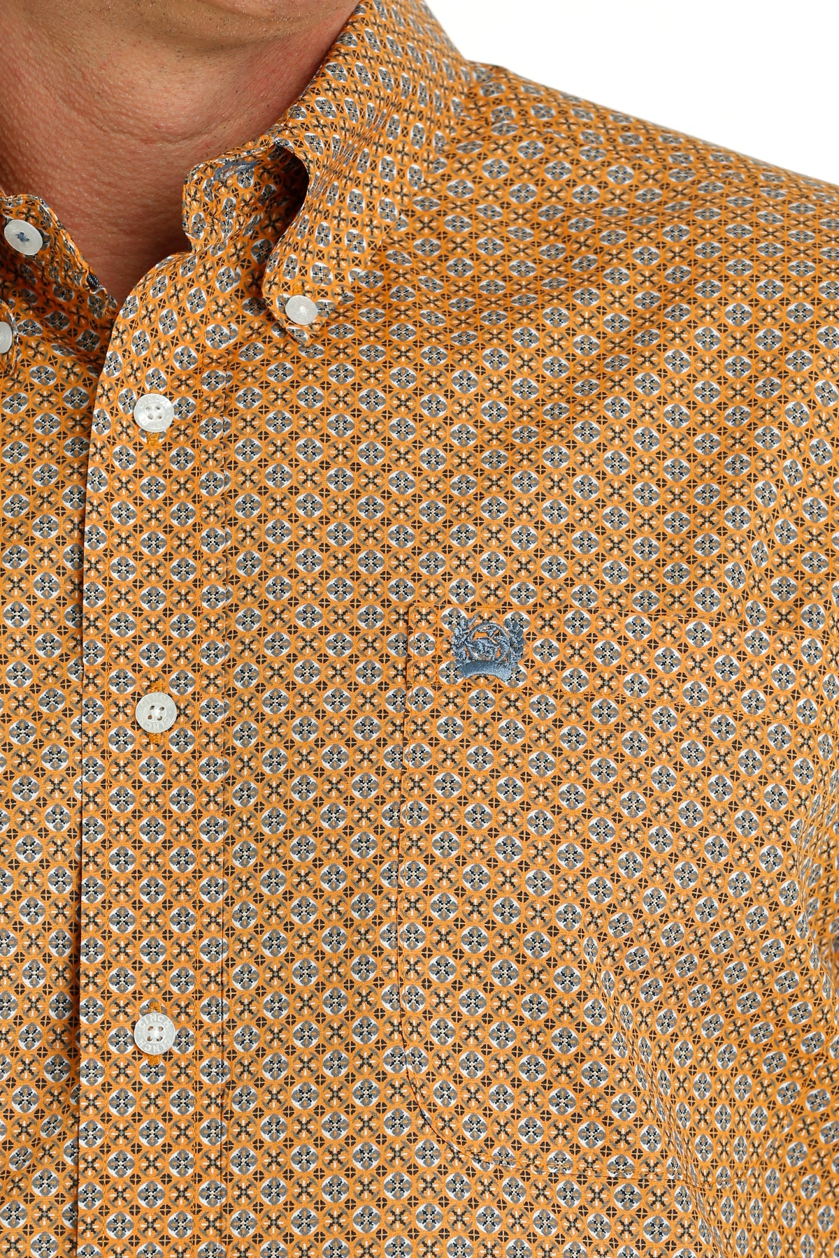 Cinch Men's Orange Geo Button Up